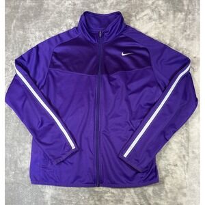 Nike Track Jacket Full Zip Dri Fit Men's Large Purple Stripe Active Wear Workout